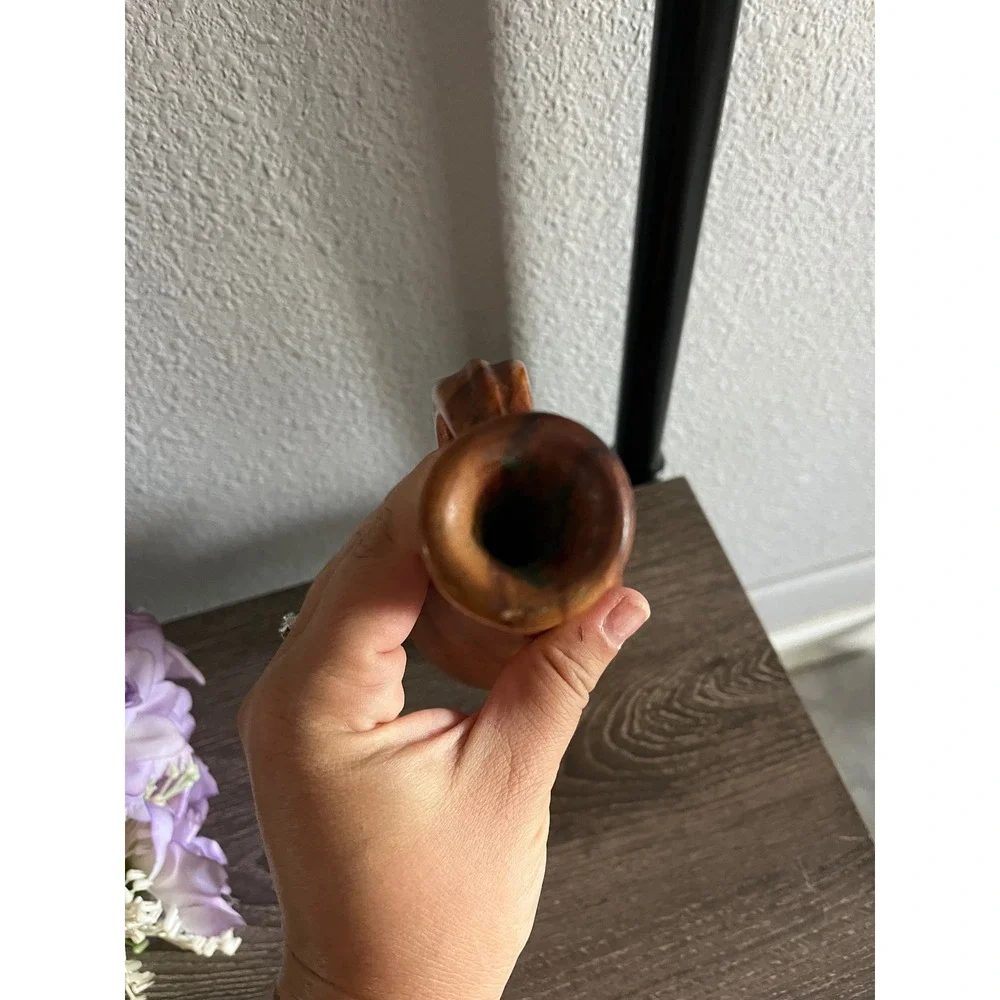 Vintage Hand Carved Wooden Bud Vase with Handle Mid Century Modern‎ Boho Decor